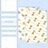 Bodycomfy 100% Cotton Hosiery Fitted Cot Sheet Pack of 2 – Cartoon Safari Print