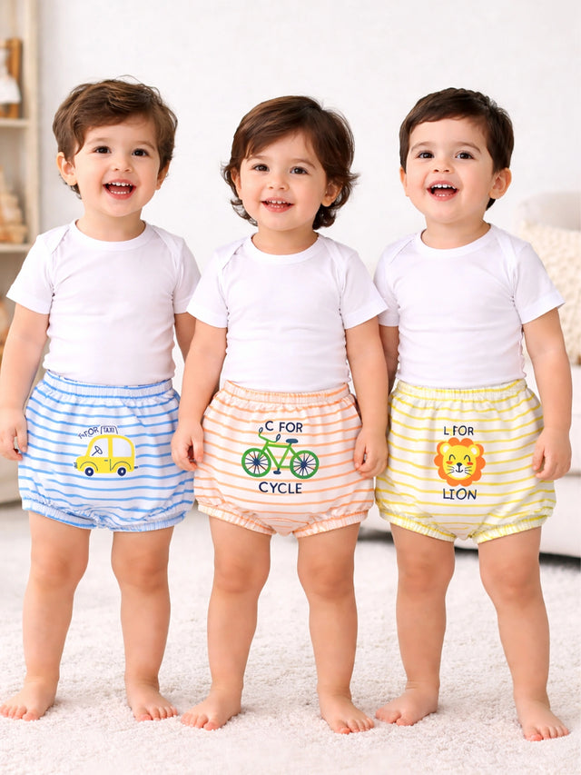 Baby Cotton Blend Trunk with Inner Elastic for Everyday Innerwear Comfort and Easy Movement - Pack of 3