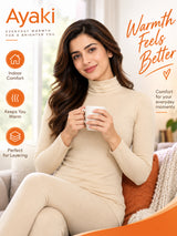 Women Miyabi Thermal Top with High Neck Full Sleeves, Regular Fit Warmth and Winter Innerwear Comfort