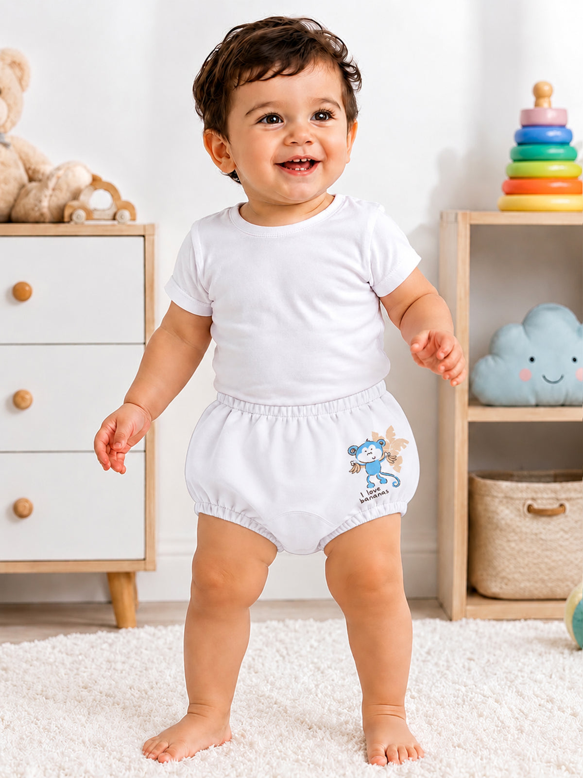 Baby Boys Trunk Underwear with Inner Elastic for Comfortable Daily Innerwear, Easy Movement and Regular Use - Pack of 3