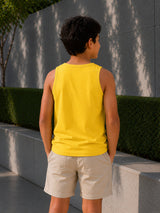 Boys Cotton Printed Sleeveless T-Shirt with Round Neck and Regular Fit for Casual Wear and Easy Movement