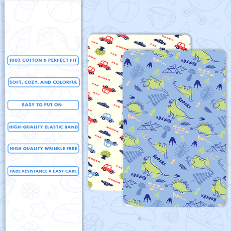 Jurassic Print Fitted Cot Sheet Pack of 2