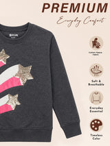 Girls Round Neck Full Sleeve Sweatshirt with Comfortable Fit for Casual Wear, Lounge Comfort and Regular Use