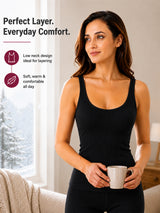 Women Cotton Antibacterial Sleeveless Thermal Top with Round Neck Regular Fit for Winter Layering Comfort - Pack of 1