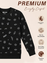 Girls Printed Round Neck Full Sleeve Sweatshirt for Casual Wear, Comfortable Coverage and Winter Wardrobe Use - Pack of 1