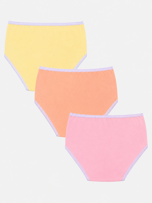 Girls Innerwear Panty with Top Elastic for Comfortable Everyday Fit, Easy Support and Wardrobe Essentials - Pack of 3