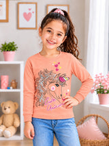 Girls Round Neck Full Sleeve T-Shirt for Casual Wear, Comfortable Coverage and Regular Wardrobe Use - Pack of 1