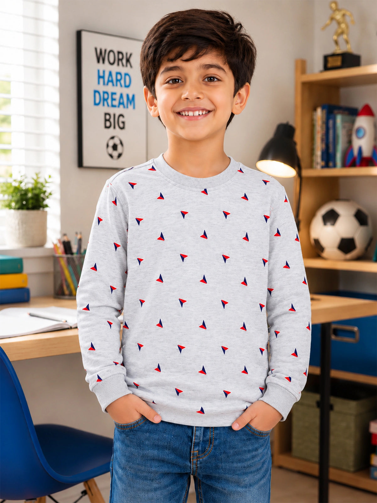 Boys Printed Round Neck Full Sleeve T-Shirt for Casual Wear, Comfortable Coverage and Everyday Wardrobe Use - Pack of 1