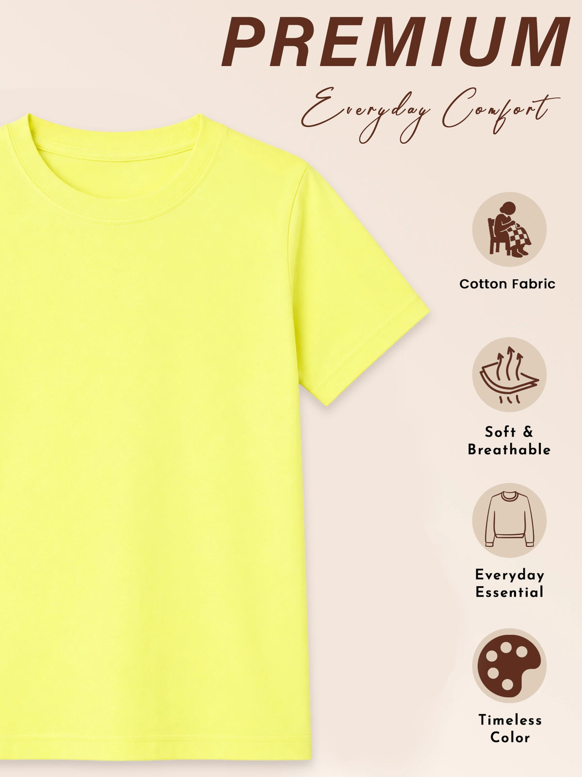 Boys Solid Round Neck Half Sleeves T-Shirt for Casual Wear, Easy Movement and Regular Wardrobe Use - Pack of 2