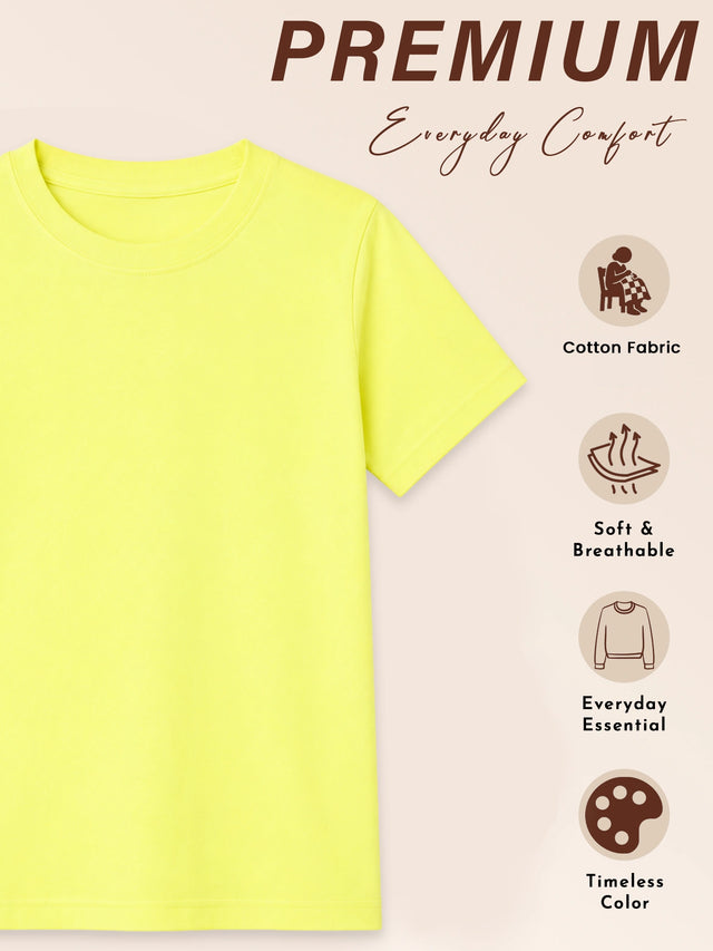 Boys Solid Round Neck Half Sleeves T-Shirt for Casual Wear, Easy Movement and Regular Wardrobe Use - Pack of 2