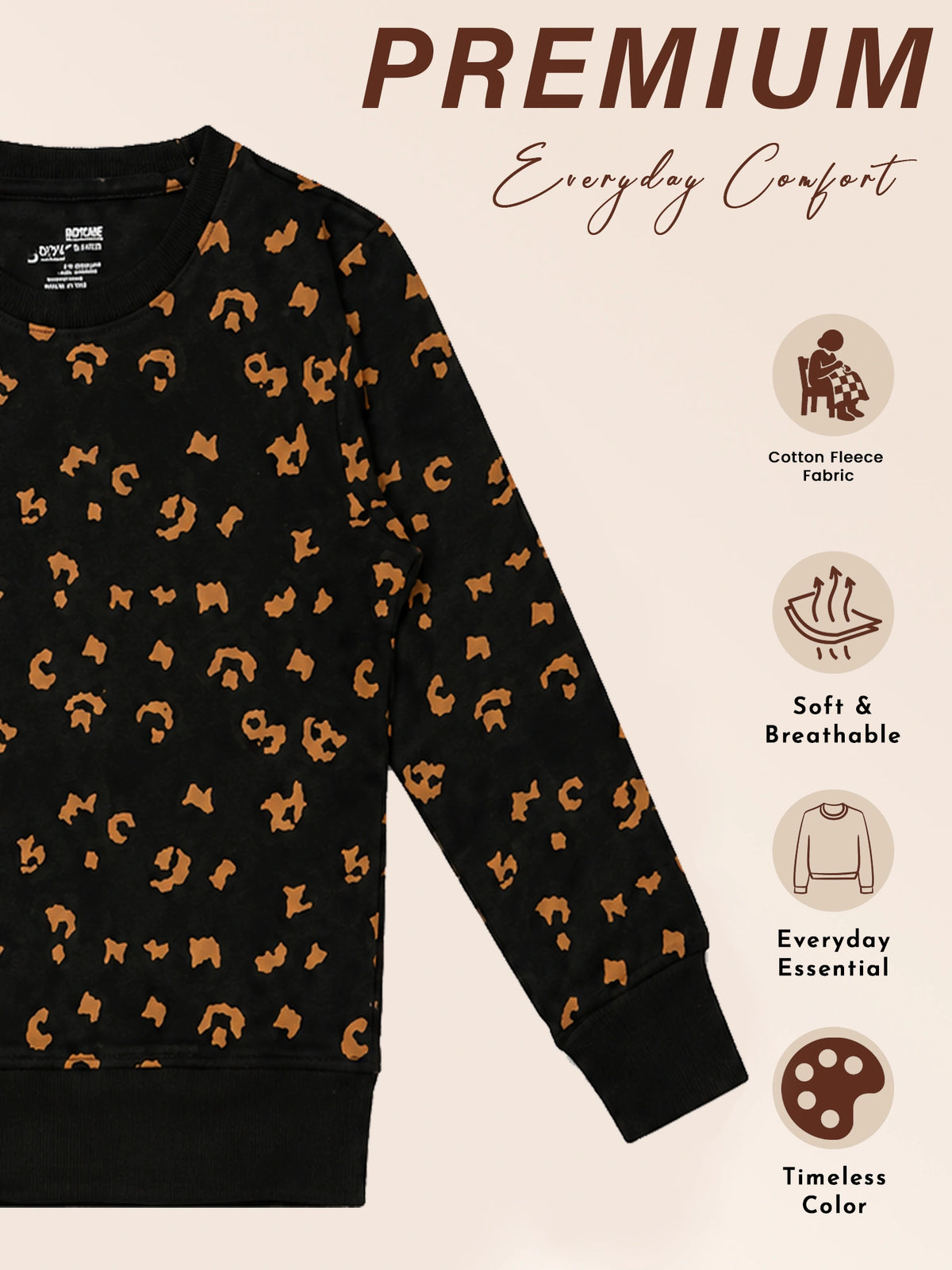 Girls Printed Round Neck Full Sleeve Sweatshirt for Casual Wear, Comfortable Coverage and Winter Wardrobe Use - Pack of 1