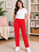 Women 100% Cotton Lower Pyjama with Side Pockets and Skinny Fit Track Pant Style for Casual Active Wear