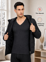 Men Thermal Top with V Neck Full Sleeves, Warm Innerwear Comfort and Clean Winter Essential Styling - Pack of 1