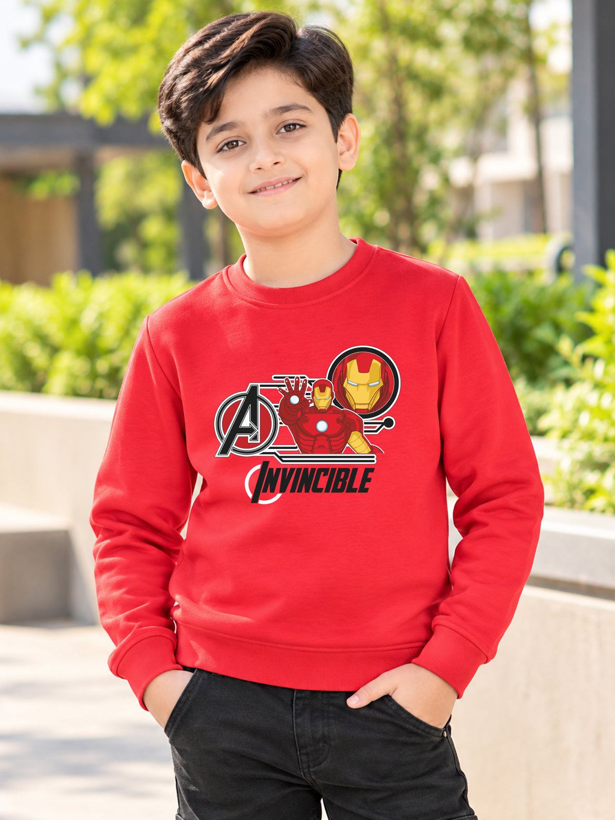 Boys Avengers Round Neck Full Sleeves Sweatshirt for Casual Wear, Lounge Comfort and Everyday Wardrobe Use