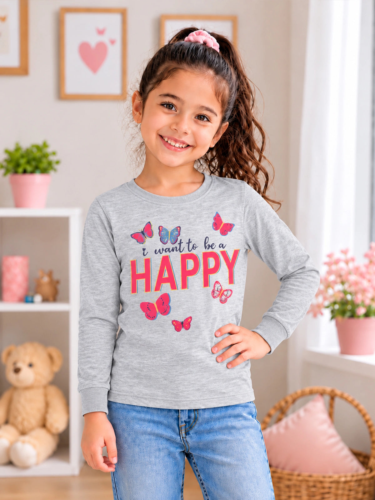 Girls Solid Round Neck Full Sleeve T-Shirt for Casual Wear, Comfortable Coverage and Everyday Wardrobe Use - Pack of 1