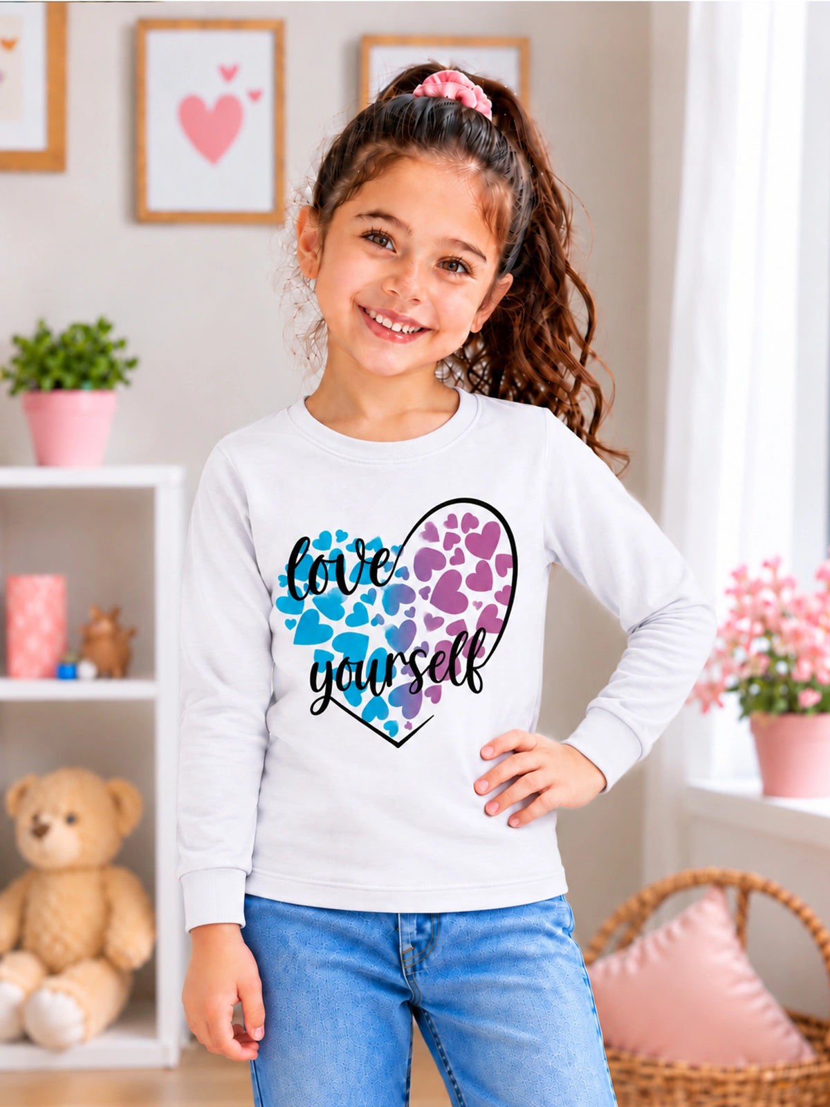 Girls Round Neck Full Sleeve T-Shirt for Casual Wear, Comfortable Coverage and Regular Wardrobe Use - Pack of 1