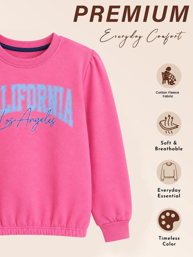 Girls Round Neck Full Sleeve Sweatshirt with Comfortable Casual Wear Styling for Winter Wear and Regular Use