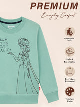Girls Princess Printed Round Neck Sweatshirt with Full Sleeves for Casual Wear and Cool-Weather Comfort