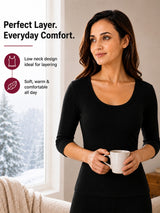Women Antibacterial Round Neck Thermal Top with Full Sleeves for Cold-Weather Layering and Winter Innerwear Comfort