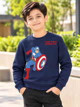 Boys Avengers Round Neck Full Sleeves Sweatshirt for Casual Wear, Lounge Comfort and Everyday Wardrobe Use