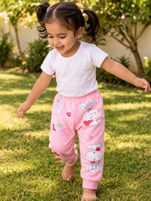 Baby Girls Cotton Pyjama Pants with Inner Elastic for Comfortable Sleepwear and Regular Nightwear - Pack of 1