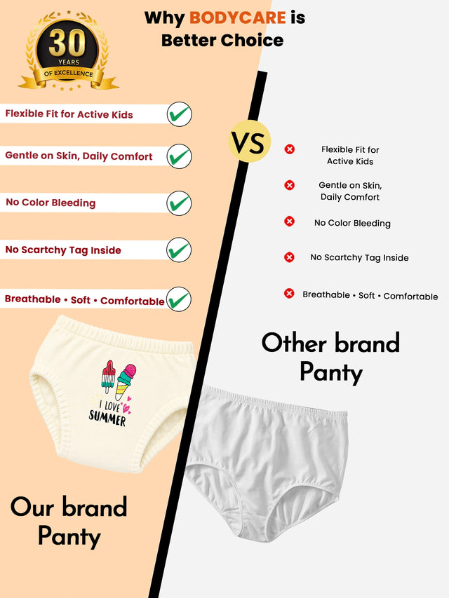 Baby Girls 100% Cotton Innerwear Panty Solid for Everyday Innerwear Comfort, Secure Fit and Regular Use - Pack of 3