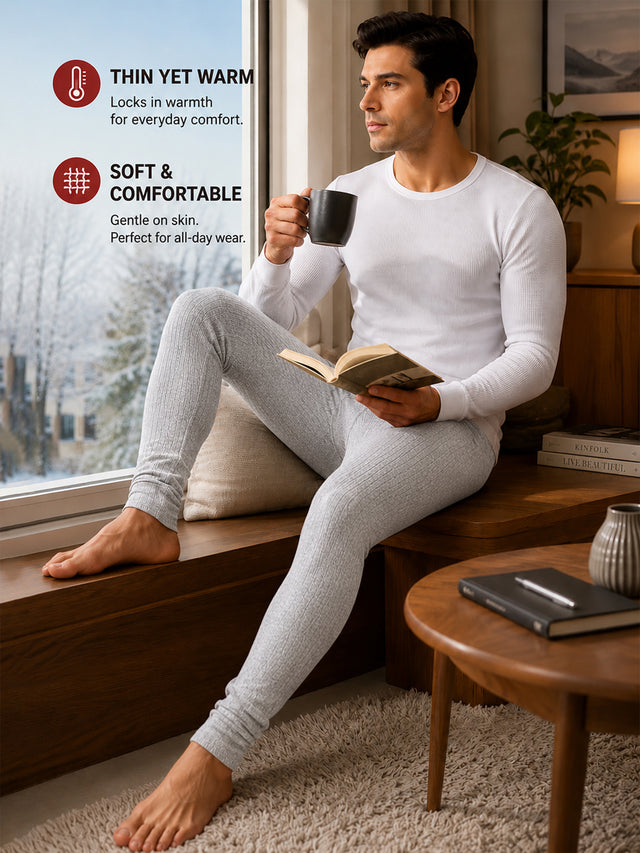 Men Antibacterial Thermal Bottom for Winter Base Layering, Cold-Weather Comfort and Everyday Warm Innerwear Essentials