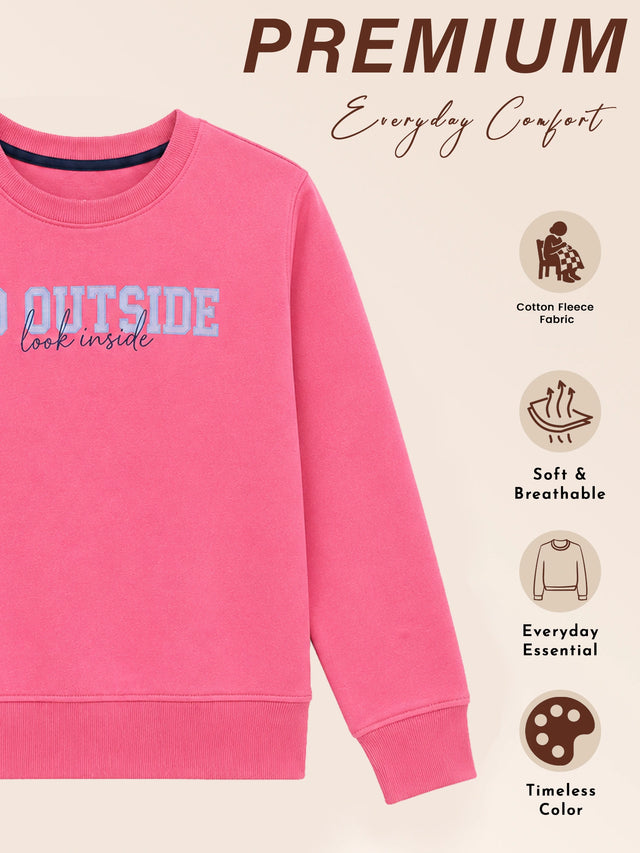 Girls Round Neck Full Sleeve Sweatshirt with Casual Wear Comfort, Lounge-Ready Styling and Regular Seasonal Use