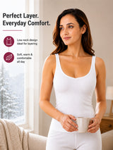 Women Cotton Antibacterial Sleeveless Thermal Top with Round Neck Regular Fit for Winter Layering Comfort - Pack of 1