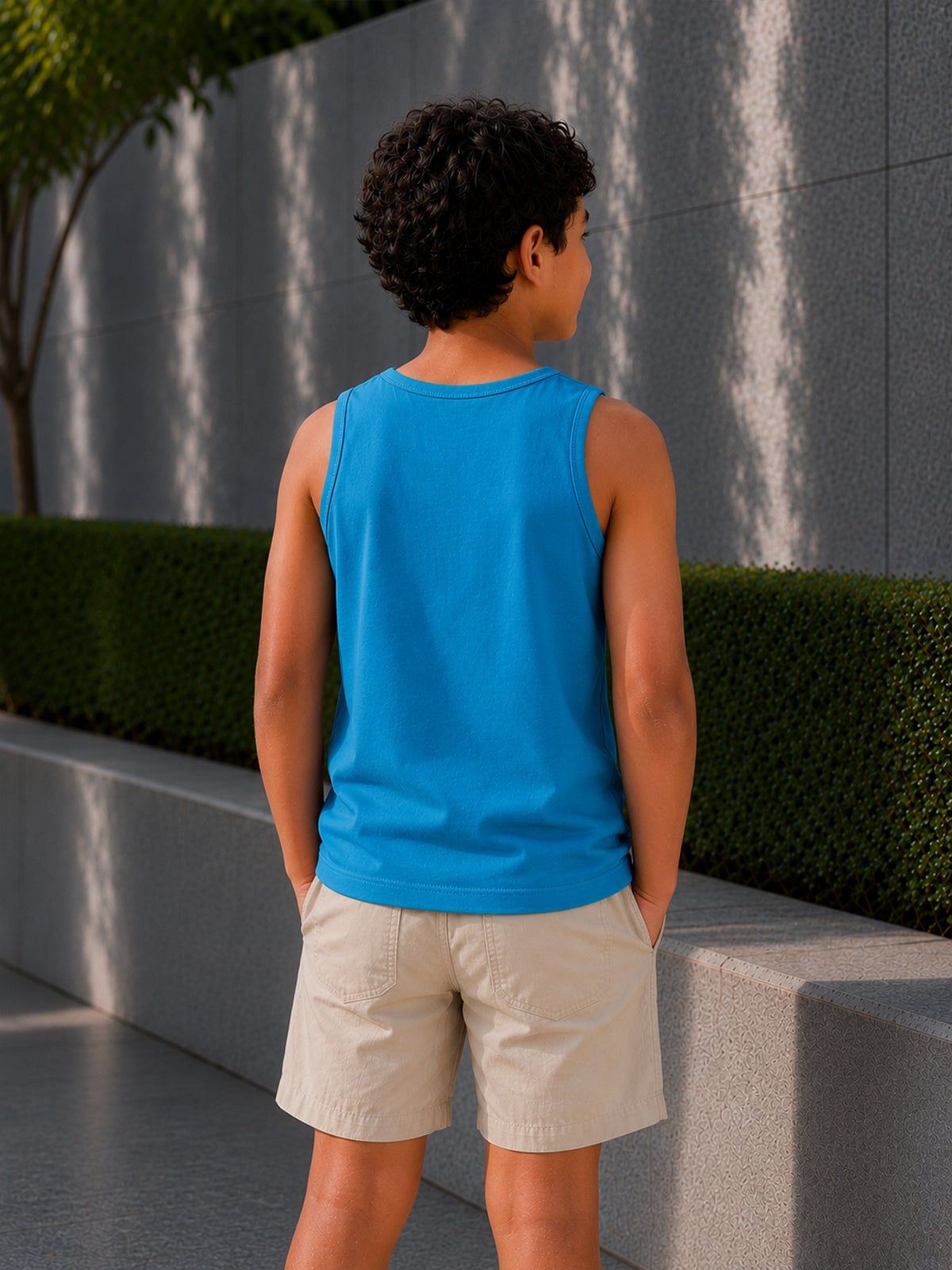 Boys Cotton Printed Sleeveless T-Shirt with Round Neck and Regular Fit for Casual Wear and Easy Movement