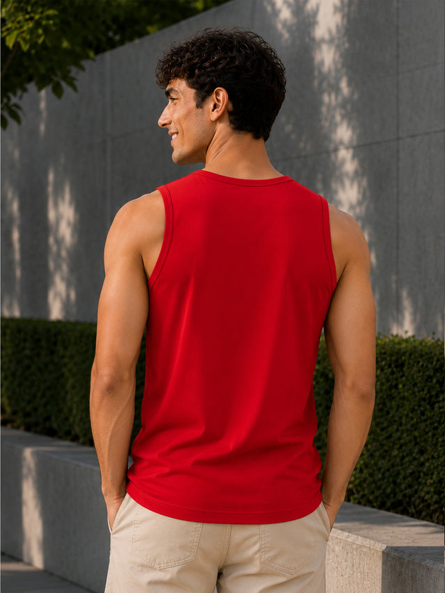Men Cotton Printed Sleeveless T-Shirt with Round Neck, Tank Top Styling and Regular Fit for Casual Wear Comfort