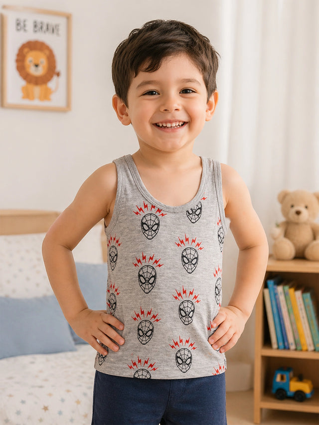 Boys Round Neck Sleeveless Innerwear Vest for Everyday Comfort, Easy Layering and Wardrobe Use - Pack of 3