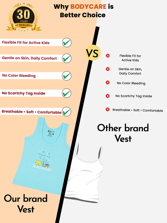 Unisex Baby 100% Cotton Round Neck Sleeveless Innerwear Vest for Easy Dressing and Everyday Comfort - Pack of 3