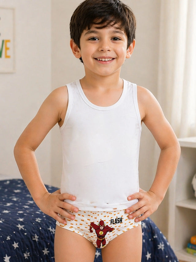 Boys 100% Cotton Brief with Inner Elastic for Everyday Innerwear Comfort and Wardrobe Use - Pack of 3