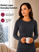 Women Full Sleeves Round Neck Thermal Top for Winter Wear, Everyday Warmth and Comfortable Base Layer Use