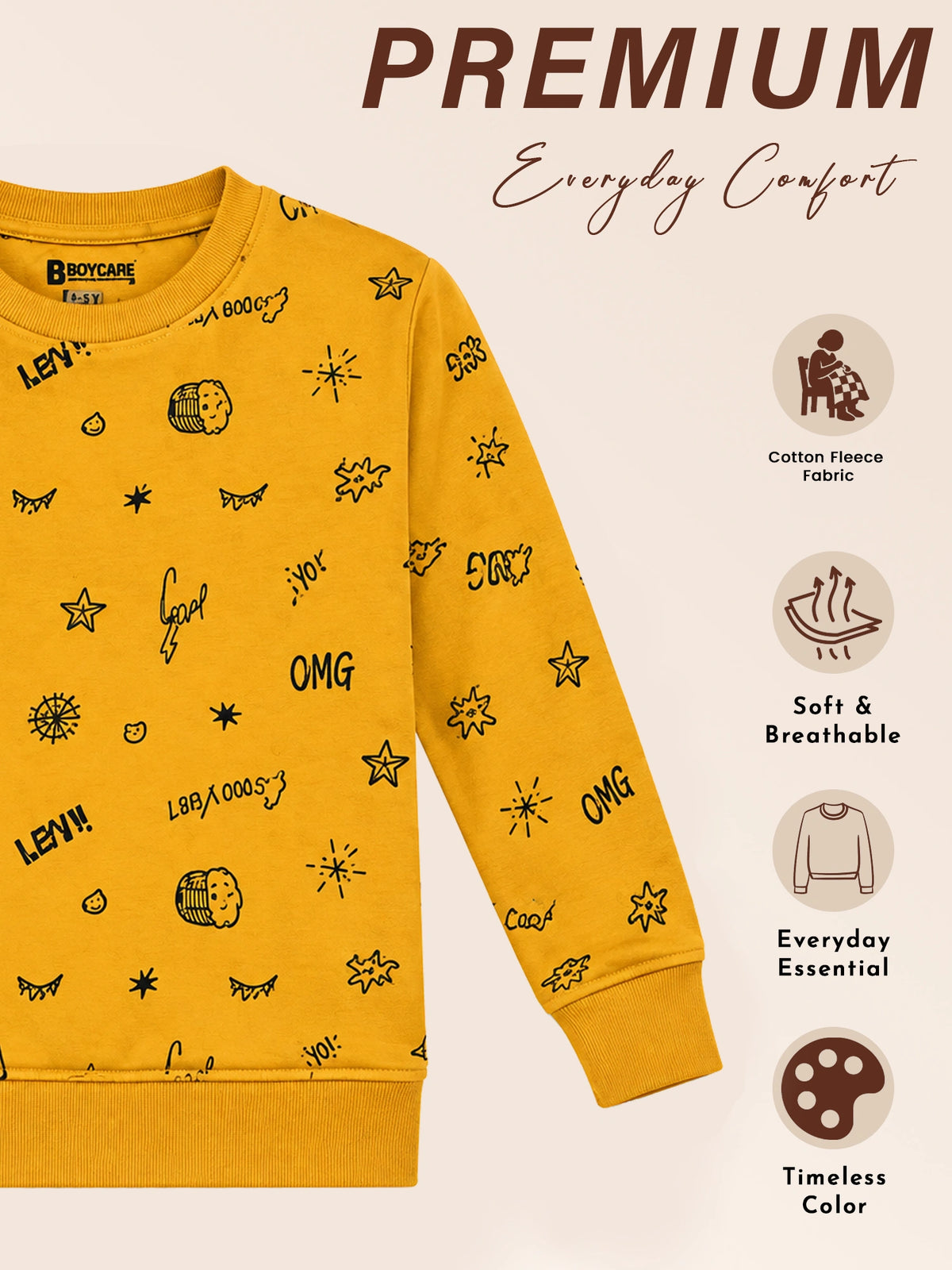Girls Printed Round Neck Full Sleeve Sweatshirt for Casual Wear, Comfortable Coverage and Winter Wardrobe Use - Pack of 1