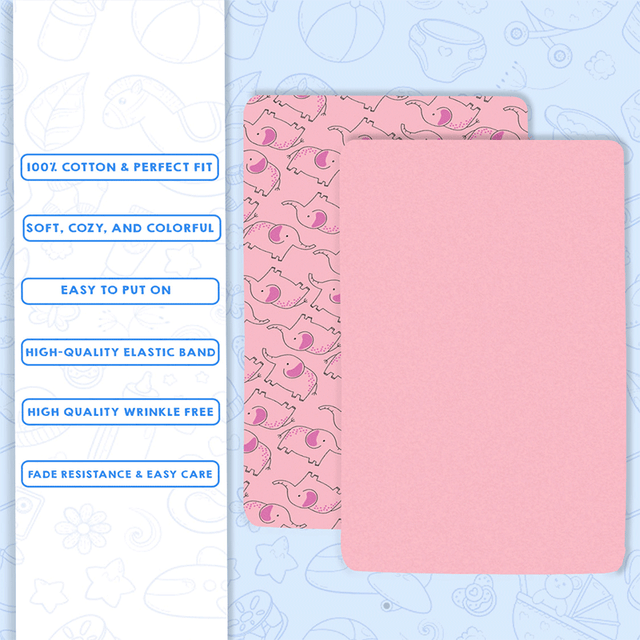 Elephant Pink Fitted Cot Sheet Pack of 2 - Bodycare