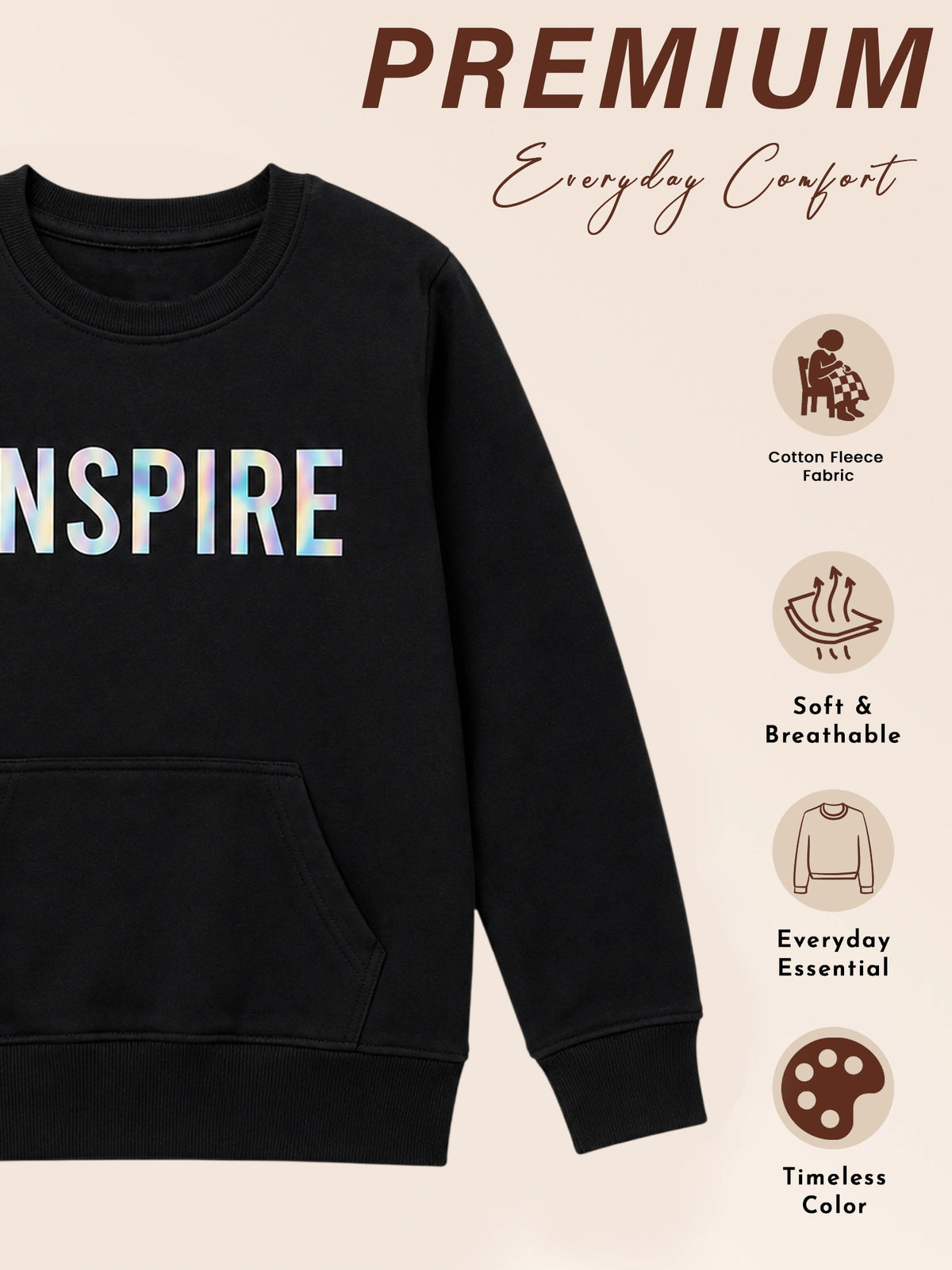 Girls Round Neck Full Sleeve Sweatshirt with Comfortable Everyday Styling for Casual Wear and Light Winter Use
