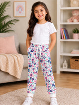 Girls French Terry Printed Track Pant with Regular Fit for Casual Wear, Lounge Comfort and Regular Use