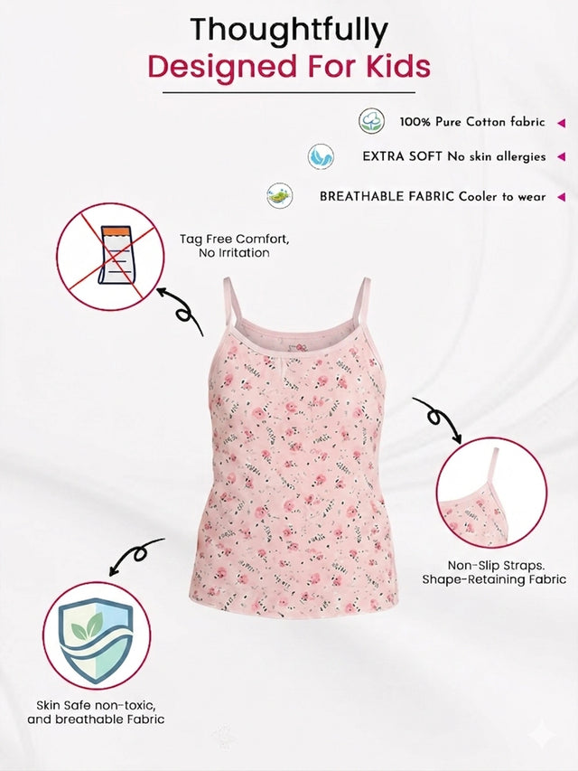 Girls Cotton Round Neck Sleeveless Vest for Everyday Innerwear Comfort and Easy Layering as a Wardrobe Essential