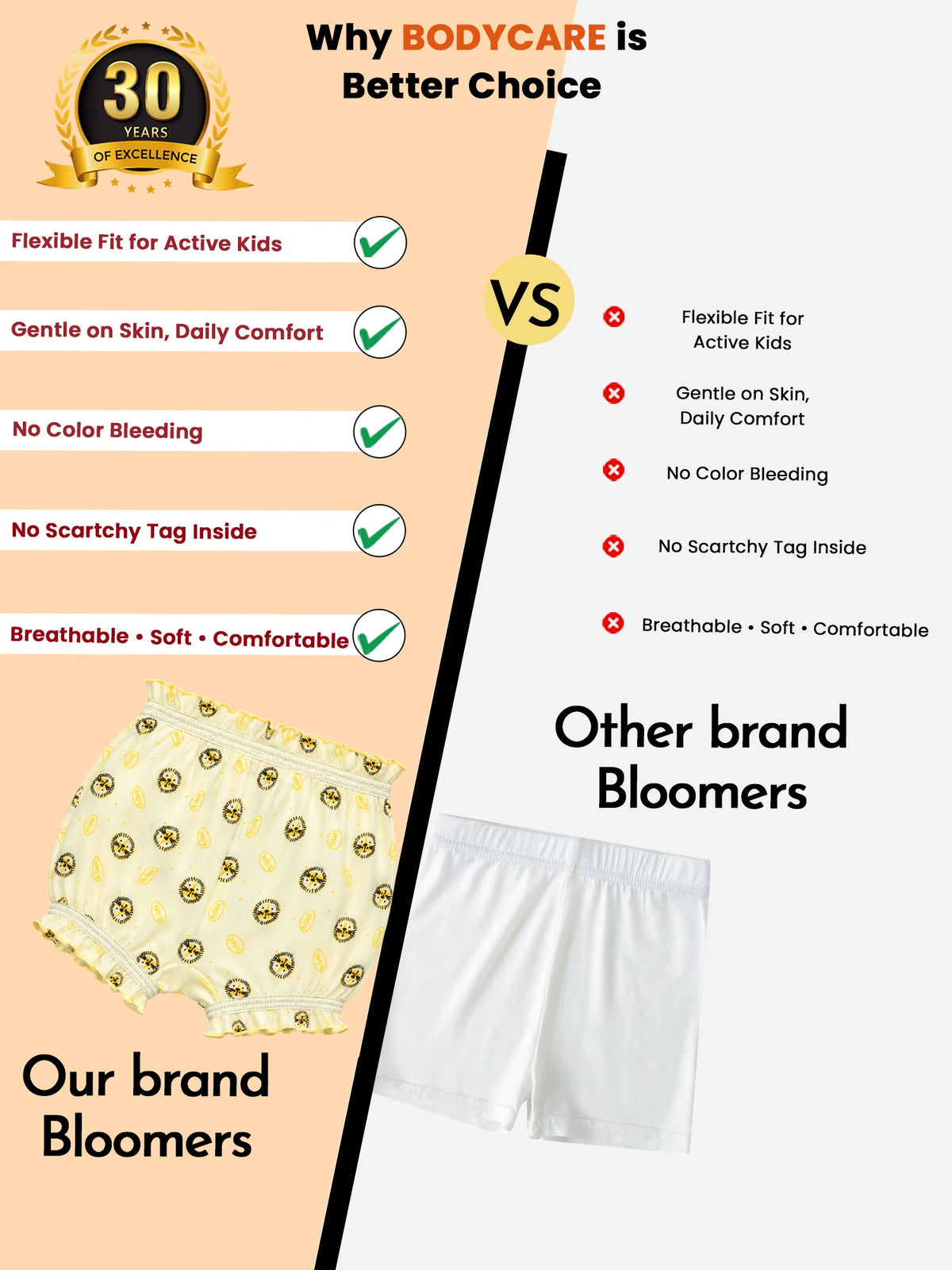 Baby Girls 100% Cotton Bloomers with Regular Fit for Everyday Innerwear Comfort and Baby Essentials - Pack of 3