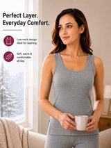 Women Cotton Antibacterial Sleeveless Thermal Top with Round Neck Regular Fit for Winter Layering Comfort - Pack of 1