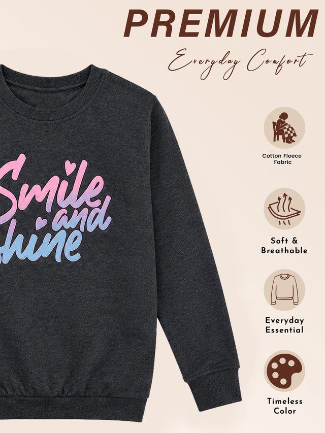 Girls Round Neck Full Sleeve Sweatshirt with Easy Casual Styling for Winter Wear, Lounge Comfort and Regular Use