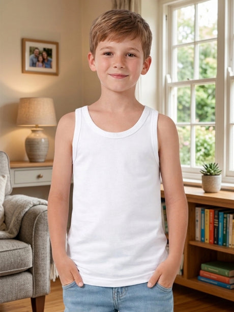 Boys Vest Round Neck Sleeveless Pack of 3