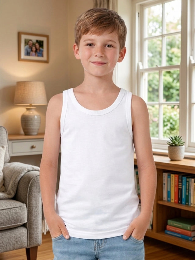 Boys Round Neck Innerwear Vest with Sleeveless Styling for Everyday Comfort and Easy Layering - Pack of 3