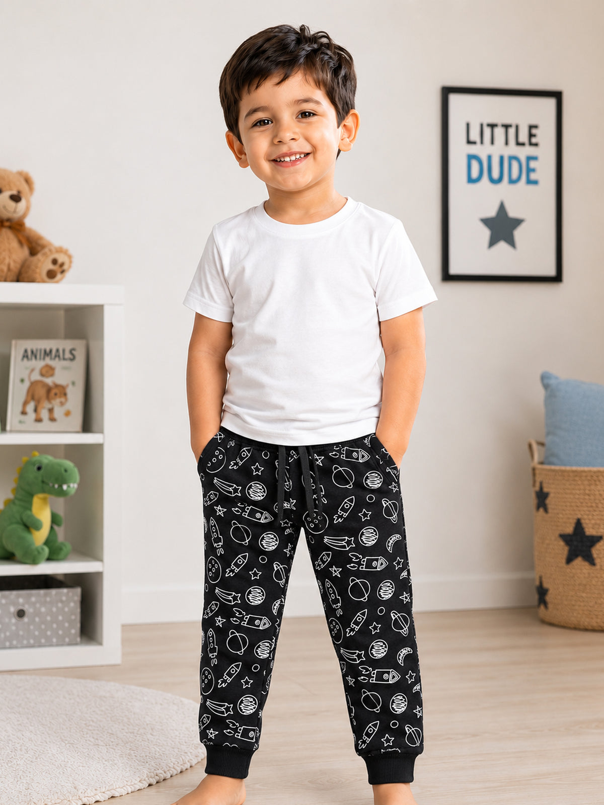 Baby Boys Printed Track Pant for Comfortable Casual Dressing, Lounge Wear and Easy Everyday Movement - Pack of 1