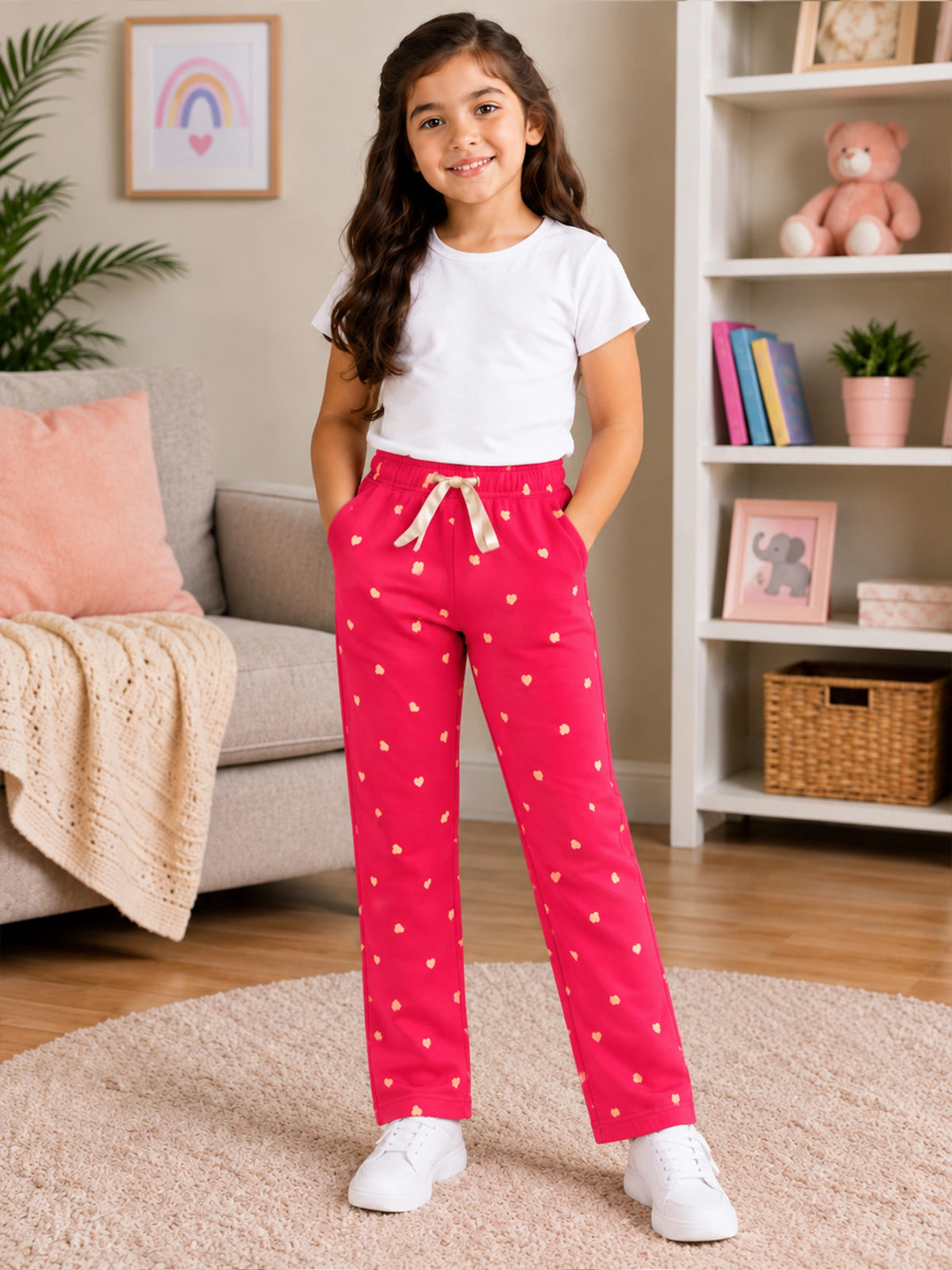 Girls Printed Track Pant with Casual Wear Styling, Relaxed Everyday Comfort, Lounge Wear Ease and Active Movement