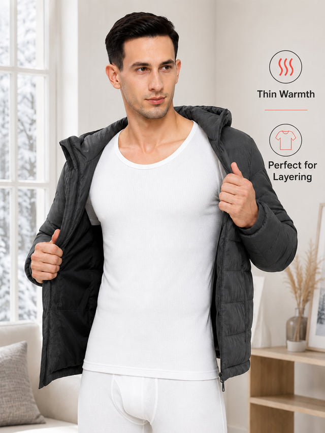 Men Antibacterial Sleeveless Thermal Top with Round Neck and Regular Fit for Winter Base Layering - Pack of 1