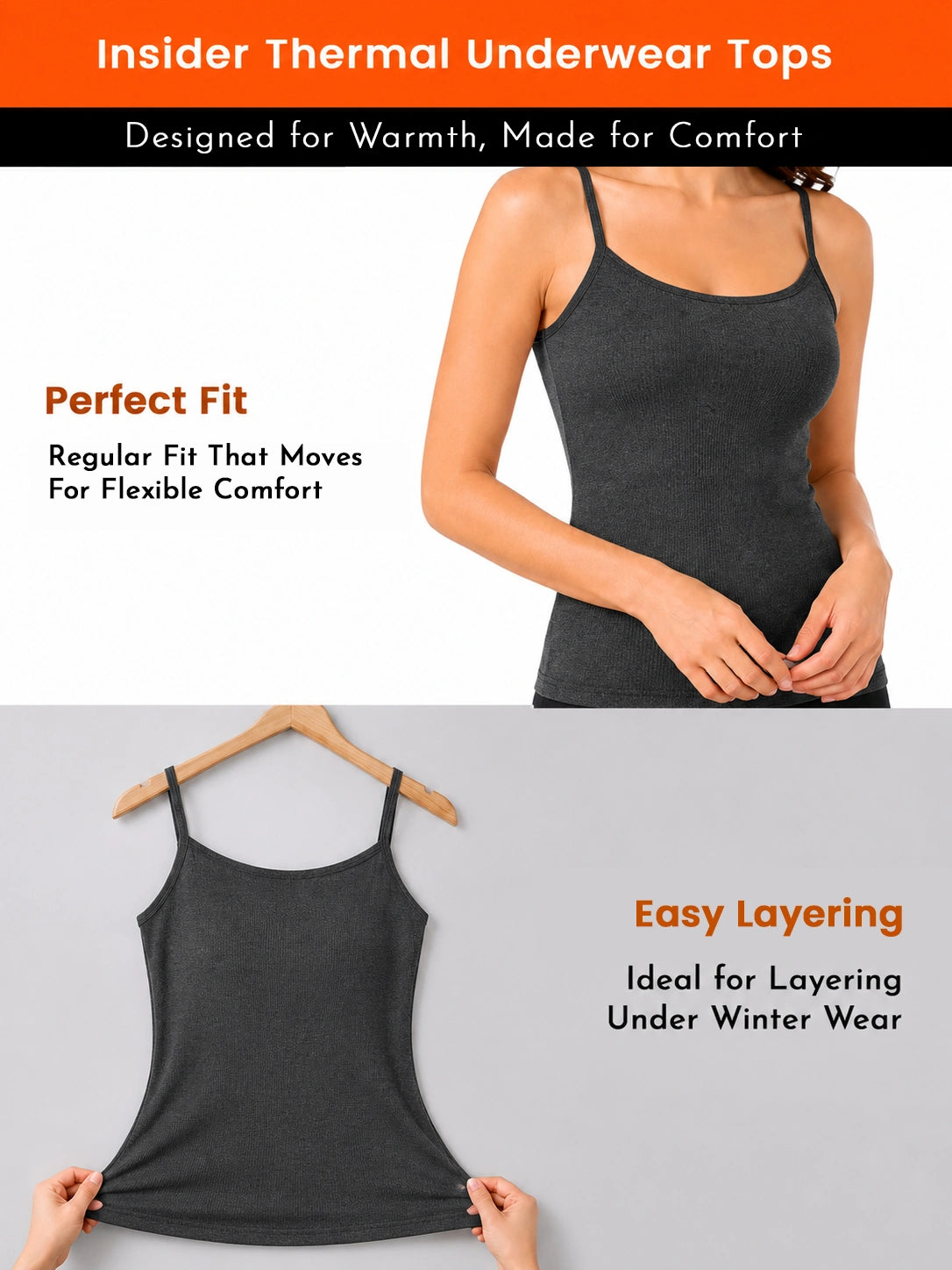 Women 100% Cotton Camisole Style Thermal Top with High Warmth Comfort and Winter Innerwear Essential
