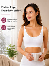Women Antibacterial Sleeveless Thermal Top with Round Neck Design for Winter Base Layering and Cold-Weather Comfort